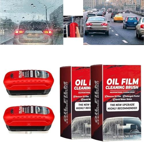 luminplace 2 Packs Automotive Oil Film Cleaning Brush New Glass Coating for Windshield Glass Oil Film Remover, Strong Front Windshield Remover for Windshield Improves Clarity&Visibility