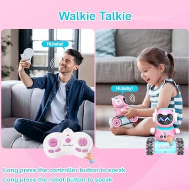 ALLCELE LED RC Robot Toys for Girls with Walkie Talkie, Programming, Music, Demo and LED Function, Remote Control Robot Toy, Gift for Girls 3-8 Years Old Blue Pink - Image 4