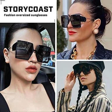 STORYCOAST Oversized Square Sunglasses for Women Fashion Large Shield Shades UV400 Protection (Pink Frame-Gray Pink Lens, 62) - Image 2