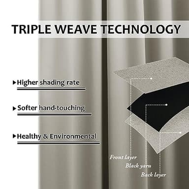 NICETOWN 2 Panels Outdoor Curtains for Patio Waterproof 108 inches Long, Windproof Thermal Insulated Top & Bottom Grommet Blackout Outdoor Drapes Cold & Heat Blocking for Porch, Natural, W52 x L108 - Image 5