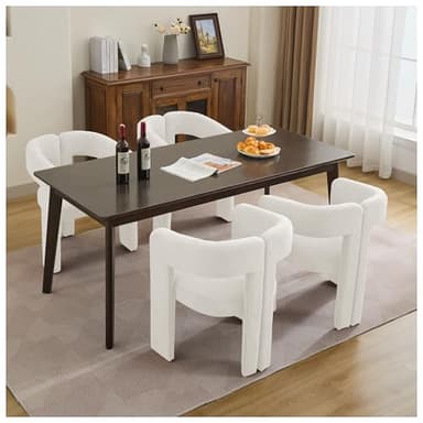 adochr Modern Barrel Dining Chairs Set of 4, Upholstered Linen Dining Room Chair with Wooden Legs, Accent Chairs for Kitchen/Dining Room/Living Room, Beige - Image 1