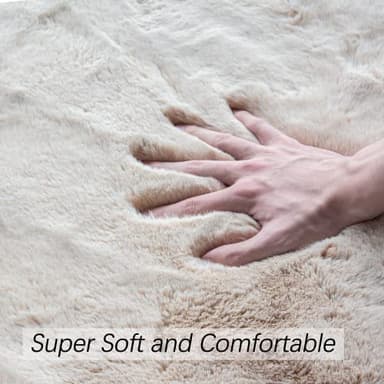 ORINOVA 5x8 Area Rug Light Brown Beige Plush Shaggy Rugs for Bedroom Washable Faux Rabbit Fur Rug for Living Room Fluffy Large Nursery Rug Home Décor - Image 5