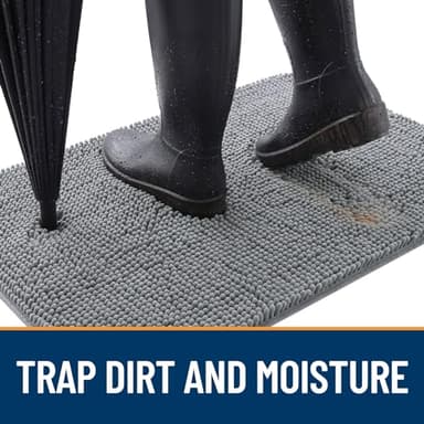 OLANLY Dog Door Mat for Muddy Paws 40x32, Absorbs Moisture and Dirt, Absorbent Non-Slip Washable Doormat, Quick Dry Chenille Mud Mat for Dogs, Entry Indoor Entryway Carpet for Inside Floor, Grey - Image 2