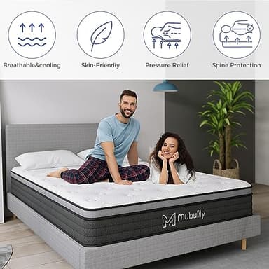 Mubulily Queen Mattress,10 Inch Hybrid Mattress in a Box with Gel Memory Foam Mattress,Individually Wrapped Pocket Coils Innerspring Mattress,Pressure Relief,Back Pain Relief,CertiPUR-US. - Image 4
