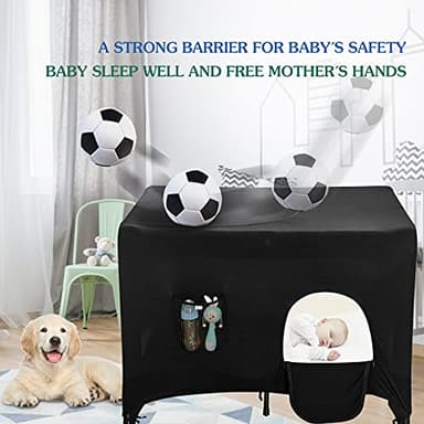 Pack N Play Blackout Cover, Hiaksedt Crib Canopy Cover for Pack and Play, Breathable Blackout Tent for Travel Crib, Portable Stretchy Netting Cover for Indoor Outdoor Travel Playard - Image 5