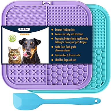 LUKITO Lick Mat for Dogs & Cats 2 Pack with Suction Cups, Dog Lick Mat for Anxiety Relief, Dog Toys to Keep Them Busy, Peanut Butter Licking Pad for Boredom Reducer, Perfect for Bathing Grooming - Image 1