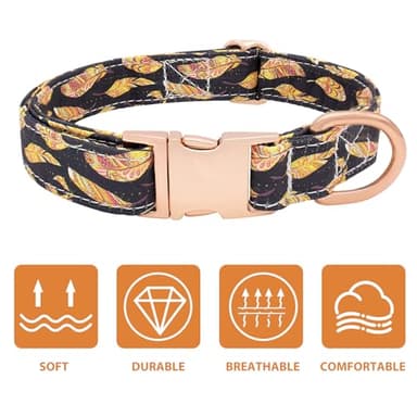 HSIGIO Dog Collar and Leash Set Adjustable Girls Puppy Floral Collars with Bow Tie for Small Medium Large Dogs(L, Feather) - Image 7