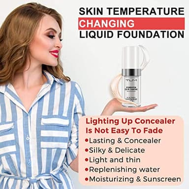 2PCS TLM Flawless Colour Changing Warm Skin Tone Foundation, Naturally Blends Moisturizing foundation makeup, Long Lasting Waterproof Lightweight Liquid Foundation SPF 15 for Face Makeup - Image 5