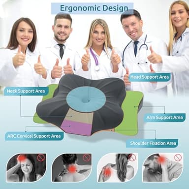 DONAMA Cervical Pillow for Neck and Shoulder,Contour Memory Foam Pillow,Ergonomic Neck Support Pillow for Side Back Stomach Sleepers with Pillowcase - Image 3