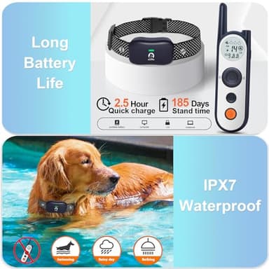 MIMOFPET Wireless Dog Fence for 2 Dogs - 25FT to 3500FT No Static Electric Fence,185 Days Standby Time Training Collar,Pet Containment System with 3 Training Mode,Flash Light and Waterproof - Image 4