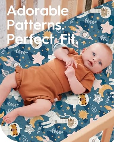 Premium Fitted Baby Boy Crib Sheets for Standard Crib Mattress - Ultra-Soft Jersey Knit Crib Mattress Sheet, Safe and Snug, Durable, Stylish Crib Sheet, 28''x52''x9'' Extra Deep Pocket - Image 3