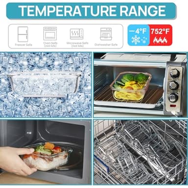 Vtopmart 5Pack 22oz Glass Storage Containers with Lids, Glass Meal Prep Food Container Sets with Snap Airtight Lids for Microwave, Oven, Freezer and Dishwasher - Image 7