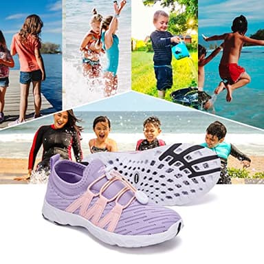 ALEADER Kids Water Shoes Xdrain Aqua Shoes for Girls Quick Dry Lightweight Swim Shoes Purple/Pink 1 M US Little Kid - Image 3