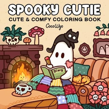 Spooky Cutie: Coloring Book for Adults and Teens Featuring Adorable Creepy Creatures in Cozy Hygge Moments for Relaxation (Cozy Spaces Coloring) - Image 1