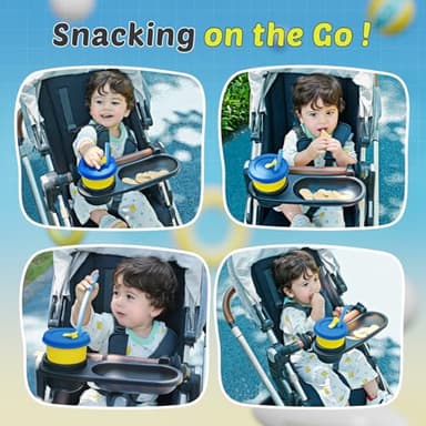 Universal Snack Tray for Stroller, Cup Holder Tray with Flexible Silicone Arm Gripper, Stays in Place Tray Attachment for Toddler & Kids, Snacking On The Go, Stroller Travel Accessories, Universal Fit - Image 5