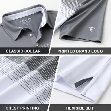 M MAELREG Golf Polo Shirts for Men Regular Fit Short Sleeve Lightweight Chest Print Business Casual Collared Shirt A- White - Image 5