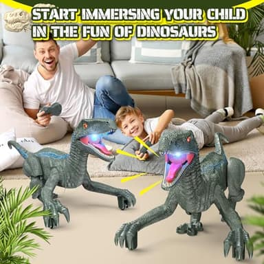 J Rootage Remote Control Dinosaur, Realistic Dinosaur Toys for Kids 3-5, 2.4GHZ, Walking,Rechargeable, 3D Eyes, 3 Sound Effects, Demo Function, Jurassic Toys for Christmas, Kids 3+ - Image 9