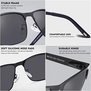 CARFIA Metal Mens Sunglasses Polarized UV400 Protection for Driving Fishing Hiking Golf Everyday Use - Image 5