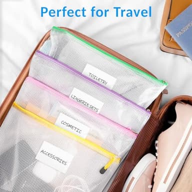 Sooez 20 Pack Mesh Zipper Pouch Bags, A4 Letter Size, Zipper Bags with Label Pocket, Waterproof Pouches for Classroom Organization, Board Game Storage, Document Bag for Teacher School Office Supplies - Image 6