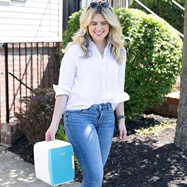 Cooluli Mini Fridge for Bedroom - Car, Office Desk & Dorm Room - Portable 4L/6 Can Electric Plug In Cooler & Warmer for Food, Drinks, Skincare Beauty & Makeup - 12v AC/DC & Exclusive USB Option, Blue - Image 8