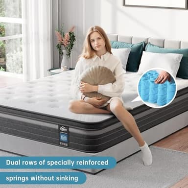 TeQsli Queen Mattress, 10 Inch Queen Mattress Hybrid, Gel Memory Foam with Queen Size Mattress in a Box & Individually Pocketed Springs for Pressure Relief - Image 3