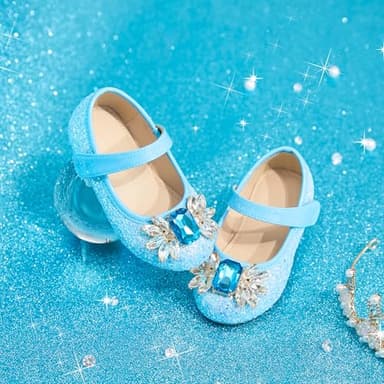 Otter MOMO Toddler Little Girls Princess Shoes Mary Jane Ballerina Flats Flower Girl Dress Blue Shoes Size 5 - Image 6