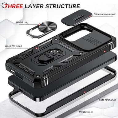 LeYi for Samsung Galaxy S24-FE Case: [𝗡𝗼𝘁 𝗳𝗶𝘁 𝗦𝟮𝟰 𝟱𝗚] Samsung S24 FE Case with S24FE Screen Protector X2 & Magnetic Stand, Military-Grade Cell Galaxy S 24 FE Phone, Black - Image 4