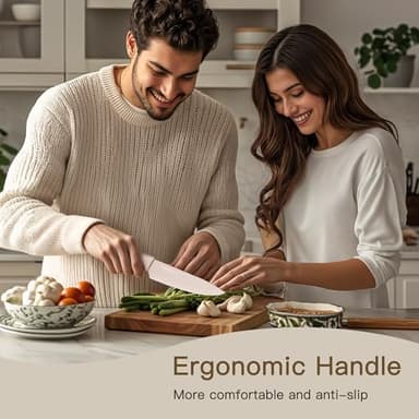 Astercook Knife Set, 13 Pieces Kitchen Knives Set with Healthy Anti-Rust Coating, Dishwasher Safe, Stainless Steel Chef Knife Sets with 6 Blade Guards, Perfect Holiday Gifts for Kitchen - Image 2