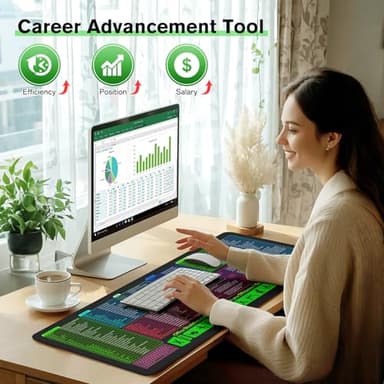 Large Excel Cheat Sheet Desk Pad, Cheat Table Gaming Mousepad, Over 150 Excel Shortcuts, Non-Slip Sewn Edge, Suitable for Office Use, Employee Appreciation Gift - Image 7