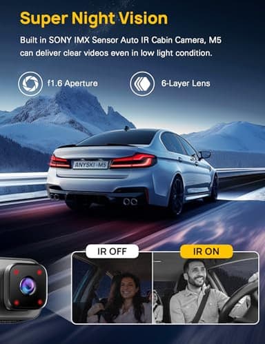 Anyski 3 Channel 4K Dash Cam Front and Rear Inside, Built-in 5G WiFi, 4K+1080P+1080P Dash Camera for Cars with 64GB Card, Dashcam with Loop Recording, G-Sensor, 24H Parking Monitor, Silver - Image 7
