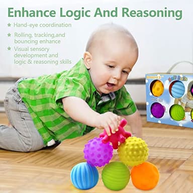 ROHSCE Sensory Balls for Baby Sensory Baby Toys 6 to 12 Months for Toddlers 1-3, Bright Color Textured Multi Soft Ball Gift Sets, Montessori Toys for Babies 6-12 Months Infant Toys (6 Pack) - Image 7
