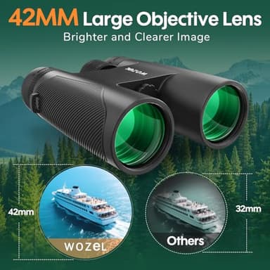WOZEL 16x42 Binoculars for Adults High Powered - HD Clear Low Light Vision with Large Bright View - Powerful Binoculars for Brid Watching Hunting Travel Hiking Concerts - Black - Image 3