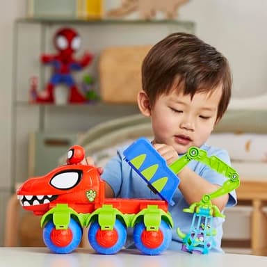 Spidey and his Amazing Friends Marvel Dino-Webs Crawler Toy Car Playset, Spider-Man & Goblin Raptor 4-Inch Action Figures, Kids Ages 3 & Up - Image 9