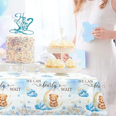 DataMoon We Can Bearly Wait Baby Shower Decorations - Baby Boxes with Letters,Boho Balloons,We Can Bearly Wait Backdrop,Tablecloth for Teddy Bear Baby Shower,Birthday Supplies,Gender Reveal - Image 7