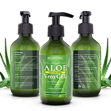 BIGHTURE Aloe Vera Gel, 100% Aloe Vera from Freshly Cut Aloe Leaves, Skin Care for Deeply & Rapidly Soothing, Firming, After Shave, Sunburn Relieve, etc - Image 7