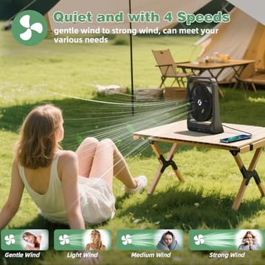 8-inch USB Portable Fan - 20800mAh Rechargeable Battery Operated Fan (80Hrs work time) - Personal Desk Fans - Battery Powered Fans use for Bedroom, Desktop, Table, Office, Camping, and Outdoor - Image 2
