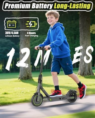 MAXSHOT Electric Scooter Adults & Big Kids, 350W Powerful Motor, Top Speed 16/19MPH, 12/16/19/21Miles Range, 8.5" Solid Tires Folding Commuter Escooter with Dual Suspension for Commuting, APP Control - Image 2