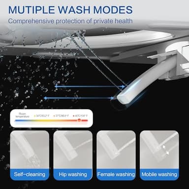 Smart Toilet with Built-In Bidet and Tank – Heated Seat, Dual Auto Flush, Warm Water & Dryer, Foot Sensor, Night Light, and Wireless Remote Control - Image 4