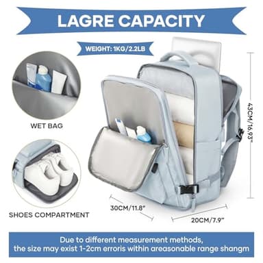 Large Travel Backpack Carry on Flight Approved Airplanes Laptop Work Business Weekender Bag Personal item backpack Backpack for Women Men Mochila de Viaje - Image 3