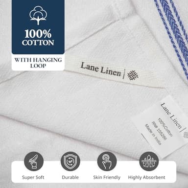 LANE LINEN Kitchen Towel Set- 12 Pack 14"x25" Dishtowels for Kitchen, Absorbent 100% Cotton Dish Drying Towels, Cleaning Cloth for Countertops, Soft & Durable, Machine Washable - Blue Stripe - Image 8