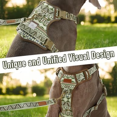 Dog Harness for Giant Dogs, Heavy Duty No Pull Pet Harness Vest Easy Control with Handle, Adjustable Reflective Extra Big Sized Dog Vest for Training, Walking, Hiking, Green Ethnic, XL - Image 2