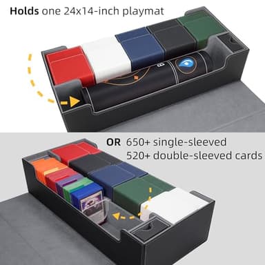 AFIING MTG Deck Box 6 In1 with MTG Playma,Premium Card Storage Box with 5 Pcs MTG Deck Box Holds 2400+ Trading Cards, Large TCG Card Deck Case for Magic Yugioh Sports Cards (Black&Grye) - Image 4