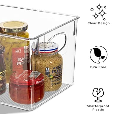 Sorbus Medium Clear Plastic Storage Bins for Shelves, Clothes, with Handle - Clear Storage Bins, Drawer, Shelf, Closet, Pantry, Fridge, Freezer Organizer Bins, Closet Organizers and Storage (4 pack) - Image 5