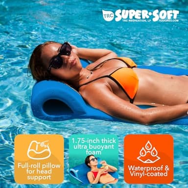 TRC Recreation Sunsation 1.75" Thick Foam Pool Float Lounger w/ Headrest for Lounging & Sunbathing in Swimming Pools, Beaches & Lakes, 70" x 26" - Image 5