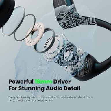 Hitarah Bone Conduction Headphones,Bluetooth V6.0 Open Ear Headphones with Mic,Bone Conduction Earbuds 12Hrs Playtime,IPX5 Waterproof Sport Headphone for Running - Image 2