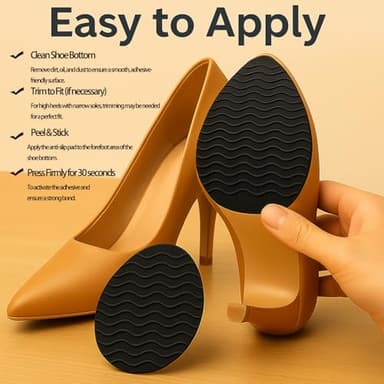 Non-Skid Shoe Pads – 3" × 4.3" Anti-Slip Sole Protectors for Dress Shoes & Leather Soles – Self-Adhesive Grip Pads (Black, 3 Pairs) - Image 3