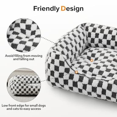 JOEJOY Dog Beds for Small Dogs -Cute Cat Beds for Indoor Cats Calming Pet Beds, Rectangle Orthopedic Cuddle Puppy Bed with Jacquard Shaggy Plush & Anti Slip Bottom, 20x19x6inches, Grey - Image 5