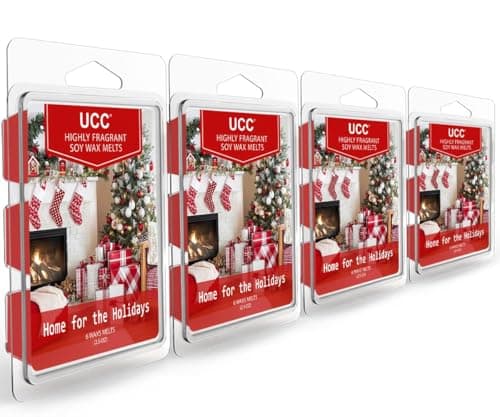 UCC Christmas Wax Melts, Premium Plant Based Natural Soy Scented Melts Cubes, Wax Melts Tarts, Colored Wax Melt Gift - 4 Pack