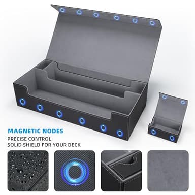 AFIING MTG Deck Box 6 In1 with MTG Playma,Premium Card Storage Box with 5 Pcs MTG Deck Box Holds 2400+ Trading Cards, Large TCG Card Deck Case for Magic Yugioh Sports Cards (Black&Grye) - Image 5