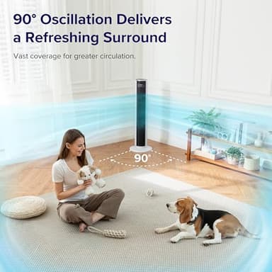 LEVOIT Tower Fan for Bedroom, Standing Fan with 28dB Quiet for Sleep, Remoter, 12H Timer, 25ft/s Velocity, 5 Speeds, 4 Modes, 90° Oscillation for Home, Office, Indoor, Bladeless 36 inch, White - Image 3